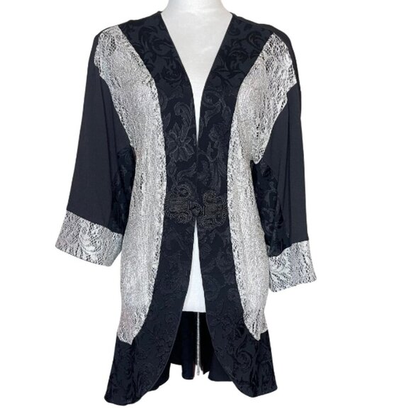 Spencer Alexis Jackets & Blazers - Spencer Alexis Asian Floral Art to Wear Devore Lace 3/4 Sleeve Kimono Jacket 3X